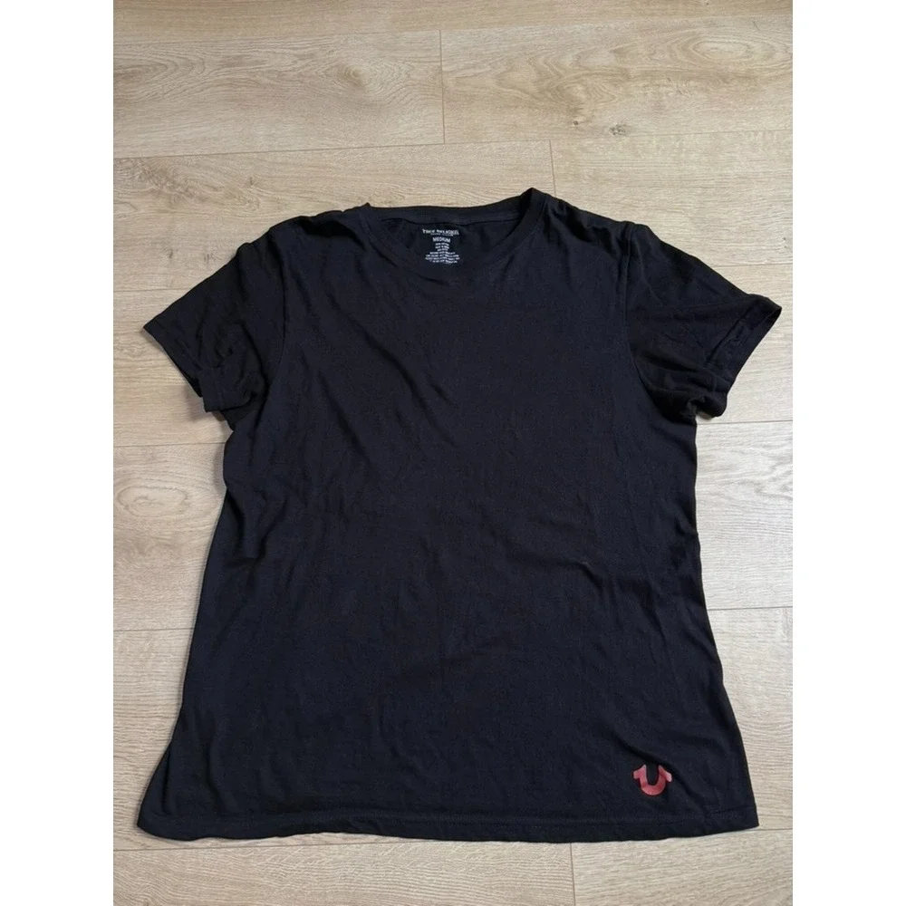 EUC Mens True Religion brand basic black t-shirt 100% cotton short sleeve size M